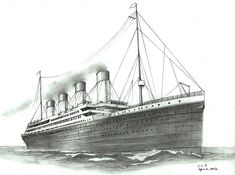 a drawing of a cruise ship in the ocean