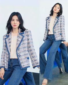 Jisoo Style Outfits Casual, Song Hye Kyo Outfit, 70 Dresses, Types Of Design, Tweed Fashion, Hye Kyo, Trendy Dress Outfits