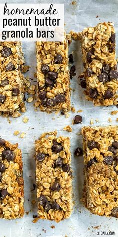 homemade granola bars with chocolate chips on top