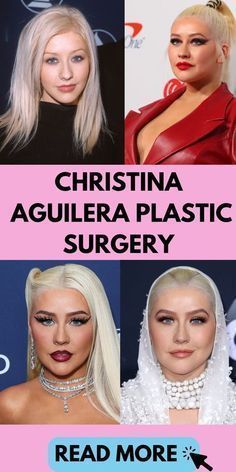 there are four different women with plastic surgery on their heads and one has blonde hair