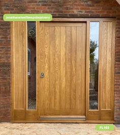 an image of a wooden door with sidelights and glass on the front entrance to a house