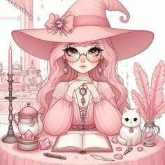 Witch Cartoon Aesthetic, Dark Pink Halloween Aesthetic, Pink Witch Outfit, Pink Witch Aesthetic, Pink Witch, Witch Drawing, Witch Room, Witch Costumes, Witch Girl