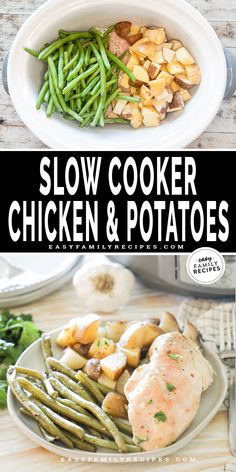 This Slow Cooker Chicken & Potatoes recipe could not be easier! With just 6 ingredients and only 10 minutes prep, this simple recipe for Crock Pot chicken makes an easy family meal in the slow cooker while you’re going about your day. With chicken breasts, potatoes, green beans, onion, and Italian seasoning, this chicken and potatoes recipe is so full of flavor.