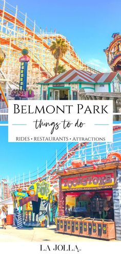 an amusement park with the words belmont park things to do