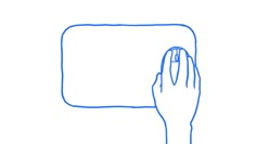 a person's hand with a mouse in front of a white board that says, don't touch