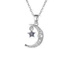 Introducing our Crescent Moon and Star Necklace, a celestial-inspired piece that radiates elegance and mystique. Crafted from high-quality materials, this necklace features a delicate crescent moon and star design, symbolizing guidance and celestial beauty. Perfect for those who appreciate symbolic jewelry, it&apos;s versatile for everyday wear or special occasions, adding a touch of cosmic charm to any outfit. Whether worn alone as a statement piece or layered with other necklaces for a trendy Delicate Silver Necklace, Moon And Star Necklace, Crescent Moon Necklace Gold, Crescent Moon And Star, Dainty Chain Necklace, Star Necklace Silver, Silver Necklaces Women, Stainless Steel Chain Necklace, Symbolic Jewelry