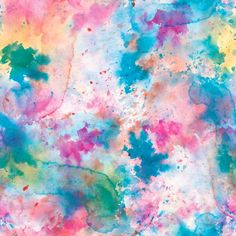 an abstract painting with blue, pink and green colors on it's surface is featured in this image