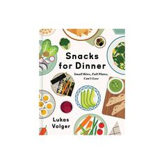 the book snacks for dinner by luka volger is shown in front of a white background