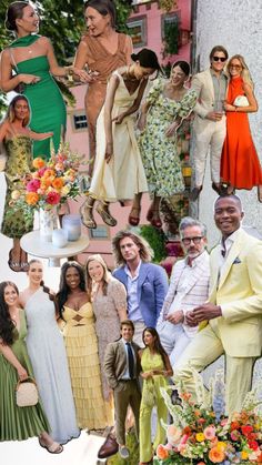 a collage of people dressed in different styles and colors, including men and women