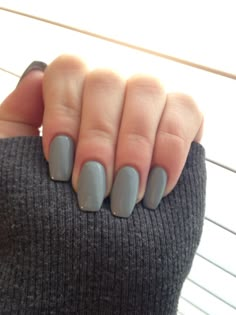 gray coffin shape nails Acrylic Nails Natural