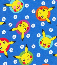 a blue background with pikachu and other pokemon characters on it's surface