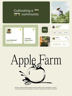 the apple farm website is displayed in green and white