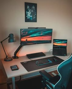 Music Home Studio Set Up Gamer Minimalista, Setup Minimalista, Setup Notebook, Home Office Minimalista, Small Game Rooms, Futuristic Home