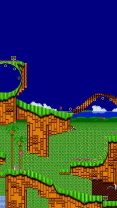 an old - school computer game with a bridge in the middle and water on the other side