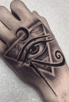 a hand with an all seeing eye tattoo on it