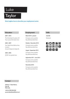 a professional resume with icons on it