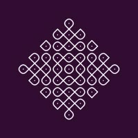 an abstract geometric design in white on a purple background