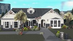 this is an artist's rendering of a house in the suburbs with palm trees