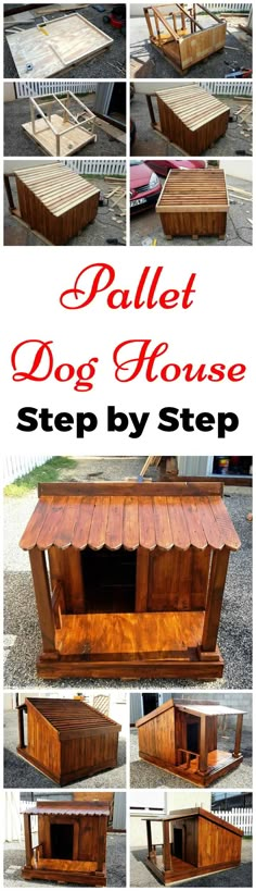 the instructions for how to build a wooden dog house with step by step plans and pictures