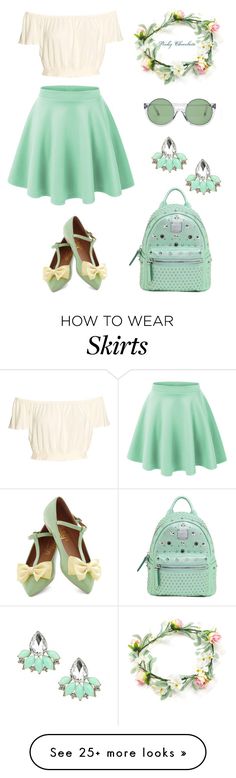 "#583 Skater Skirt Outfit: 18/04/16" by pinky-chocolatte on Polyvore featuring Shellys, Le Specs and MCM Skater Skirt Outfit, Mint Green Skirts, Skirt Pattern Easy, Skater Outfit, Outfit Polyvore, Skater Skirts, Boho Summer Outfits, Outfit Classy, Diy Skirt