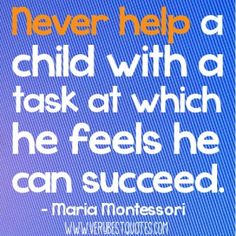 a blue and purple background with a quote from maraina montesso on child development