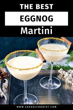 This is the best Eggnog Martini recipe, a delicious Christmas cocktail! With vodka, amaretto and eggnog this martini is a festive drink for the holidays. Whether you make a single cocktail or a batch cocktail for a group this is an easy eggnog cocktail everyone will love. The best eggnog martini recipe. www.casualfoodist.com Christmas Martini Recipes, Christmas Cocktails Vodka, Fun Holiday Drinks, Best Christmas Cocktails, Eggnog Cocktail