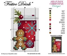 the cross stitch pattern for festive drink