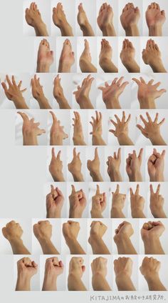 many different images of hands and fingers in various positions, all showing the same hand gestures