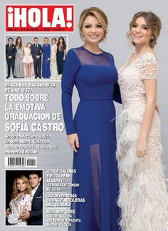 two women in dresses standing next to each other on the cover of an italian magazine