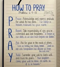 a piece of paper with the words how to pray written on it