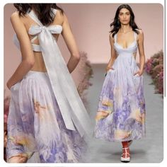 Gorgeous Dress! Simply Too Big For Me. Smoke Free And Pet Free Home. Brand New With Tag, Size Au0. Fabric: 51% Silk, 49% Linen. The Candescent Bralette Gown In Lavender Bird From Zimmermann Spring 2021 Collection, Wild Botanica. A Silk Linen Organza Gown Featuring A Structured, Pleated Bodice, Exaggerated Self Tie Shoulder Straps And Side And Back Cut Outs. Silk Linen Organza Buoyant Midi Length Gown Pleats Throughout Structured Bodice With Elastic At Back Hook And Eye Closure Side Seam Pockets Organza Gown, Organza Gowns, Silk Linen, Pleated Bodice, Easy Trendy Outfits, Hook And Eye, Cut Outs, Gorgeous Dresses, Midi Length