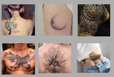 many different tattoos on the back of people's bodies