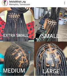 Braid Part Size Chart, Braiding Pattern For Knotless Braids, Knotless Braid Size Chart, Knotless Braids Sizes, Knotless Braids Size Chart, Box Braids Parting Guide, Box Braids Sizes, Healthy Black Hair