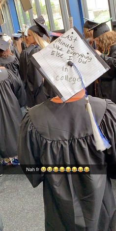 graduates in caps and gowns are lined up at the end of their graduation ceremony