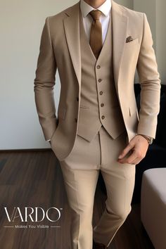 Suit For Men Wedding, Best Wedding Suits, Stylish Mens Suits, Tan Suit, Classy Outfits Men, Wedding Suits Groom