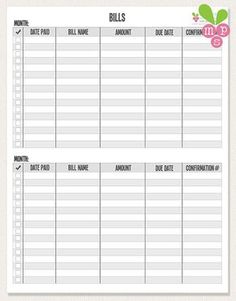 the printable bill sheet is ready to be used as a template for your bills