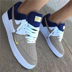 Our Gray Blue White Custom Air Force 1 sneakers are a timeless combination of classic and modern style. The combination of colors, texture, and unique design make them an essential piece to any wardrobe. Get them today and give your outfit the perfect finishing touch. iends, family, that special someone, or yourself ✨ Trendy Blue Custom Sneakers For Streetwear, Blue Urban Custom Sneakers With Contrast Sole, Trendy Blue Custom Sneakers With Rubber Sole, Modern Color Block Sneakers For Streetwear, Modern Blue Lace-up Skate Shoes, Leather Color Block Sneakers For Streetwear, Modern Blue Skate Shoes For Sports, Blue Color Block High-top Sneakers, Urban Blue Sneakers With Gum Sole