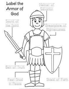 the armor of god coloring page for kids to color and learn with their own hands