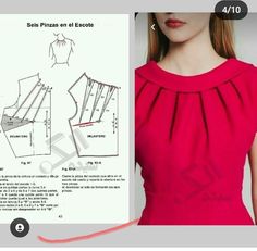 an image of a woman's blouse sewing pattern with instructions on the front and back