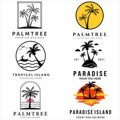 the logos for palm trees are shown here