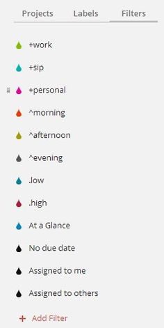 the different types of labels are shown on this page, and each has their own color