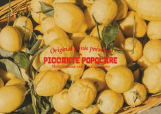 a basket full of lemons with the words original paris presse picotie poopolire