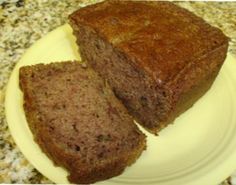 two slices of banana bread on a yellow plate