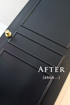 a black door with the words after painted on it