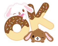 an animal and donut are next to the letter k