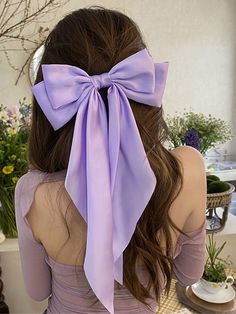 Purple Casual Collar  Iron Plain French Clip Embellished   Women Accessories Bow Hairstyle, French Hair, Dress Hairstyles, Latest Hairstyles, Bow Hair Clips, Girls Headbands, Scrunchie Hairstyles, Hair Barrettes