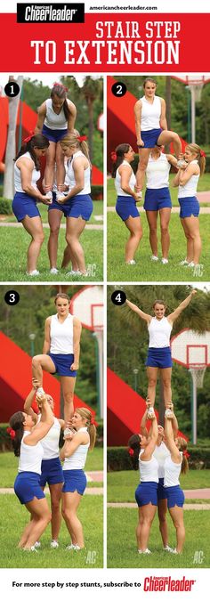 the instructions for how to do a cheerleader step - by - step photo shoot