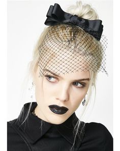 Lift The Veil Hair Bow #dollskill #mercy #newsarrivals #blackcat #leather #gothgirl #gothstyle #goth #black Black Punk Headpieces For Alternative Fashion, Goth Headpiece, Black Gothic Headpiece For Alternative Fashion, Black Veil Headband, Black Vampiric Tiara, Goth Princess, Under The Veil, Goth Accessories