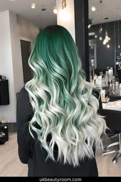 Unique Trending hairstyle ideas|hairstyles for thinning hair For Women Green And Silver Hair Colour, Dark Green To Light Green Hair, Silver And Green Hair, Green Hair Women, Cool Green Hair, Hair Color Ideas Green, Blonde Green Hair, Dark Green Hair Color