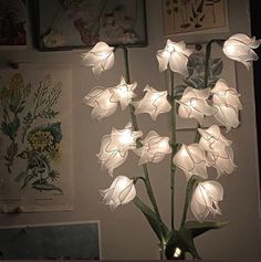 a vase filled with white flowers sitting on top of a table